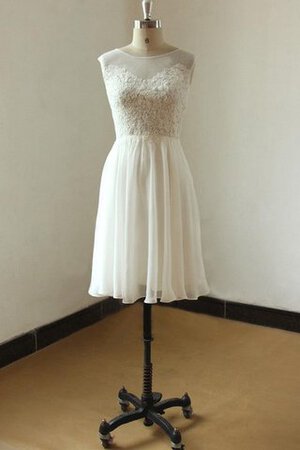 Chiffon einfaches knielanges Brautkleid mit gekappten Ärmeln mit Bordüre - Bild 1