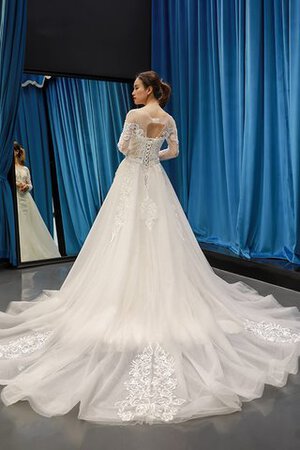 Robe de mariée avec manche longue encolure ronde élégant textile en tulle luxueux - Photo 11