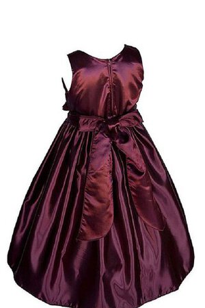 Robe de cortège enfant avec fleurs col u profond manche nulle en taffetas longueur mollet - Photo 3