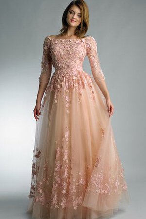 Robe de bal avec fleurs longueru au niveau de sol en tulle avec manche longue avec zip - Photo 5