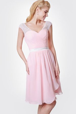 Robe demoiselle d'honneur facile ruché ligne a avec chiffon au niveau de genou - Photo 5