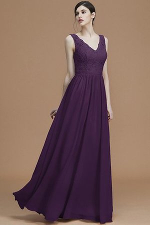 Robe demoiselle d'honneur en chiffon avec sans manches de lotus v encolure a-ligne - Photo 19