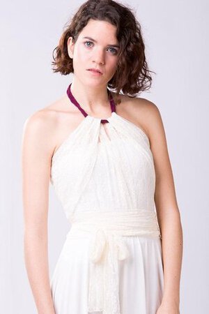 Vestido de Novia en Gasa de Sin mangas de Escote halter de Plisado de Natural - Foto 4