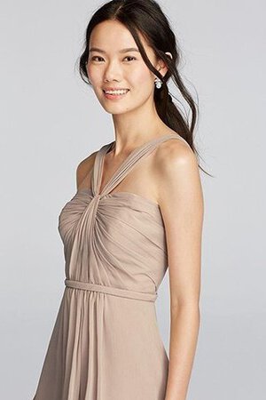 Robe demoiselle d'honneur bref plissé naturel avec sans manches en chiffon - Photo 3