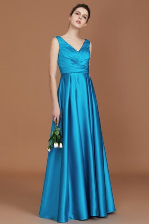 Robe demoiselle d'honneur de lotus spécial en satin de princesse jusqu'au sol - Photo 1