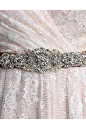 Abito da Sposa Elegante Vintage V-Scollo Cappellino con Perline con Fusciacca - Foto 9