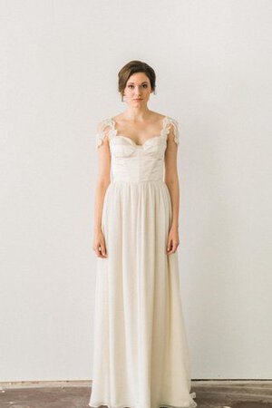 Robe de mariée simple avec décoration dentelle col élisabéthain ligne a fermeutre eclair - Photo 3