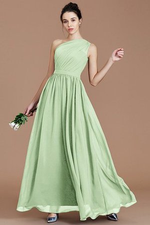 Robe demoiselle d'honneur naturel en chiffon ruché ligne a d'épaule asymétrique - Photo 30