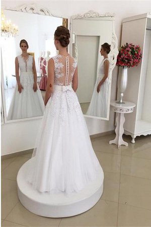 Abito da Sposa V-Scollo Spazzola Treno Senza Maniche in Tulle Elegante - Foto 2