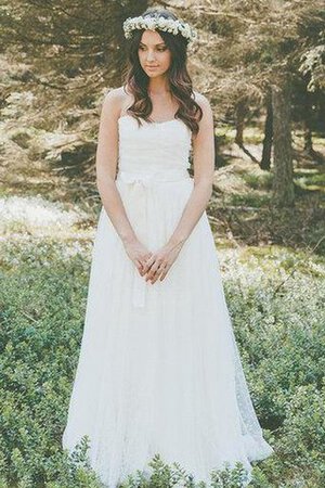 Vestido de Novia de Corte-A de Escote Corazón de Hasta el suelo de Encaje Adorno - Foto 4