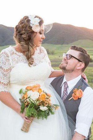 Elegante Vestido de Novia de Borde-Festoneado de Joya de Manga de Campana de Barco - Foto 3