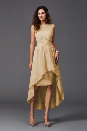 Robe demoiselle d'honneur naturel courte de princesse asymétrique a-ligne - Photo 6