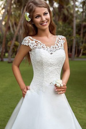 Abito da Sposa Naturale A Terra A-Line in Raso conservatore Cappellino - Foto 2