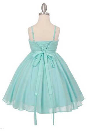 Robe de cortège enfant naturel ruché en chiffon manche nulle avec perle - Photo 2