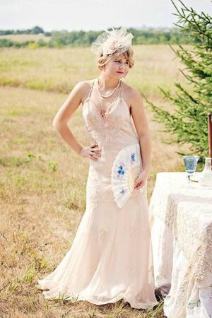 Abito da Sposa Conotta V-Scollo Spazzola Treno con Piega Senza Maniche Naturale - Foto 1