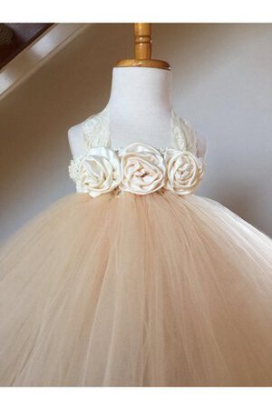 Robe de cortège enfant avec sans manches dénudé en tulle de lotus jusqu'à la cheville - Photo 1