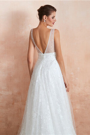 Abito da sposa sensuale splendente con perline a-line a terra v-scollo - Foto 5