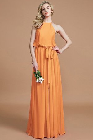 Robe demoiselle d'honneur naturel jusqu'au sol avec chiffon de dos nu avec ruban - Photo 25