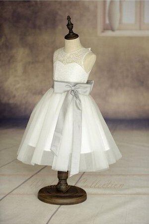 Abito da Cerimonia Bambini con Piega Ball Gown con Fiocco in pizzo Alla Caviglia in Tulle - Foto 1