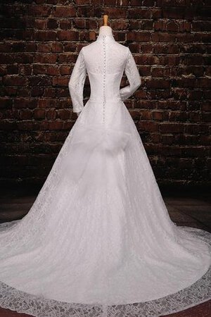 Abito da Sposa Fuori dalla spalla Sotto Ginocchio in Tulle con Maniche Lunghe A-Line in pizzo - Foto 2