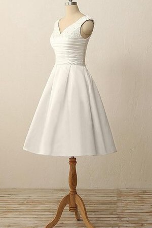 Reißverschluss Satin einfaches mini Brautkleid mit gekappten Ärmeln mit Bordüre - Bild 2