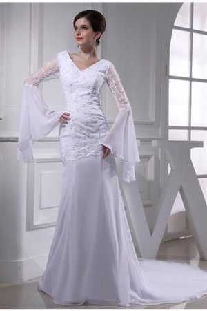 Robe de mariée facile broder avec zip avec perle de tour de ceinture empire - Photo 1