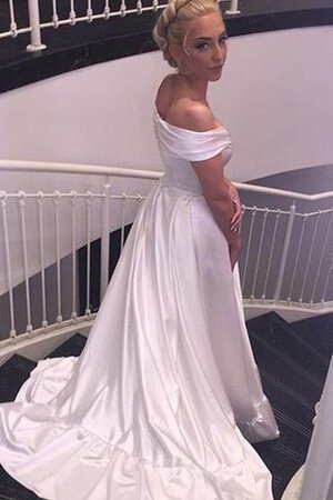 Abito da Sposa Moderno Cappellino Coda A Strascico Corto Lungo A-Line con Piega - Foto 2