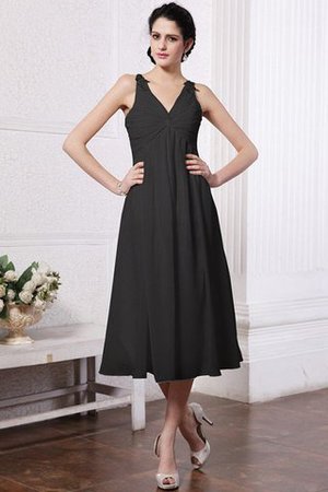 Perlenbesetztes Normale Taille Ärmelloses Brautjungfernkleid aus Chiffon mit Applikation - Bild 3