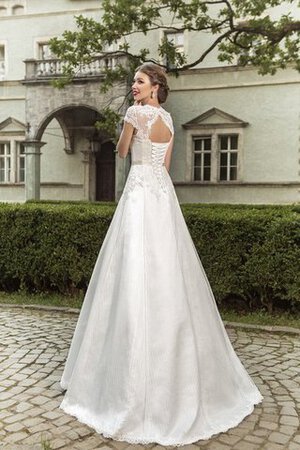 Elegante Vestido de Novia de Corte-A de Apliques de Manga corta de Cola Barriba - Foto 3