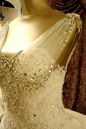 Robe de mariée romantique cordon v encolure avec perle avec nœud à boucles - Photo 4