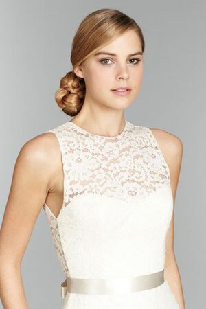 Robe de mariée modeste naturel de sirène de traîne courte ceinture - Photo 4