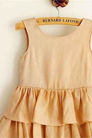 Abito da Cerimonia Bambini A-Line Senza Maniche con Fiore in Chiffon Tondo - Foto 4