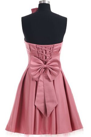 Robe demoiselle d'honneur bref avec lacets avec ruban en satin a-ligne - Photo 3