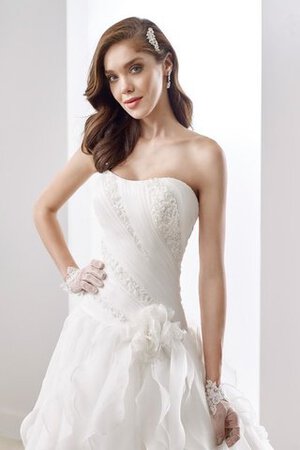 Abito da Sposa alta bassa Semplice in Chiffon con Cascata Volant Naturale senza strap - Foto 3