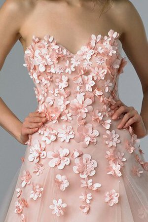 Robe de bal naturel avec sans manches longueur au ras du sol avec fleurs textile en tulle - Photo 3