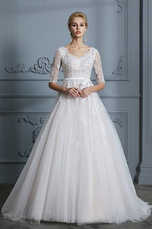 Abito da sposa coda a strascico corto con fiocco moderno cerniera medievale splendente - Foto 4