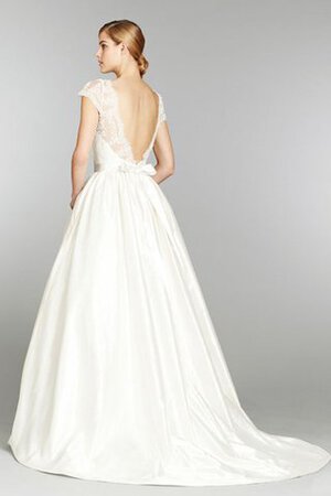 Robe de mariée plissage col en bateau ceinture en étoffe ruché avec manche courte - Photo 3