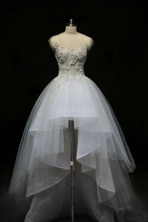 Robe de mariée facile decoration en fleur elevé haut bas textile en tulle - Photo 1