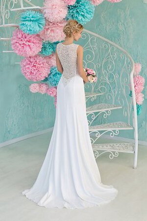 Robe de mariée manche nulle en forme avec perle avec chiffon de traîne mi-longue - Photo 2