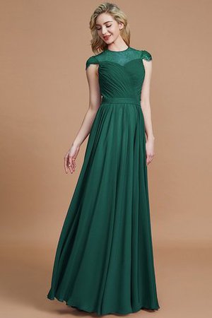 Normale Taille A-Linie Chiffon Kurze Ärmeln Brautjungfernkleid mit Schaufel Ausschnitt - Bild 14