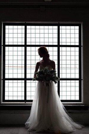 Robe de mariée naturel plissage ruché en tulle jusqu'au sol - Photo 4