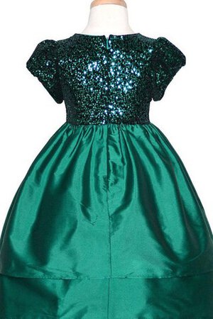 Robe de cortège enfant plissé brillant ligne a avec fleurs avec manche courte - Photo 3