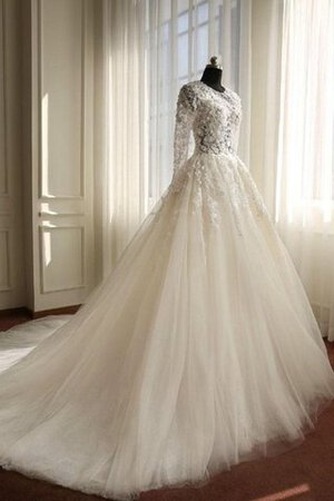 Abito da Sposa Cerniera Buco Della Serratura Schiena con Applique in pizzo conservatore A-Line - Foto 4