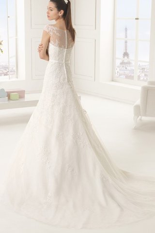 Robe de mariée distinguée romantique avec manche courte avec nœud à boucles avec gaze - Photo 2