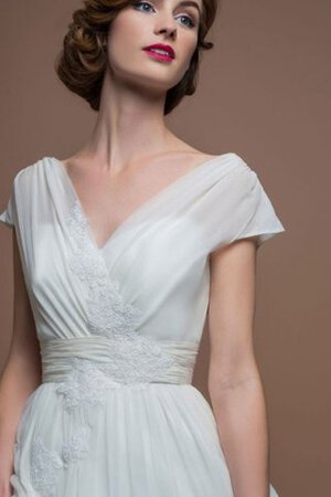 Abito da Sposa V-Scollo classico con Increspato Formale E Informale con Manica Corte in Tulle - Foto 4