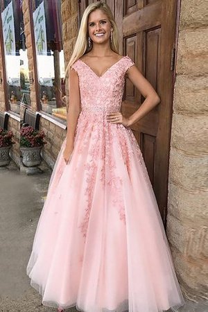 Robe de soirée longue de princesse appliques manche nulle avec zip - Photo 1