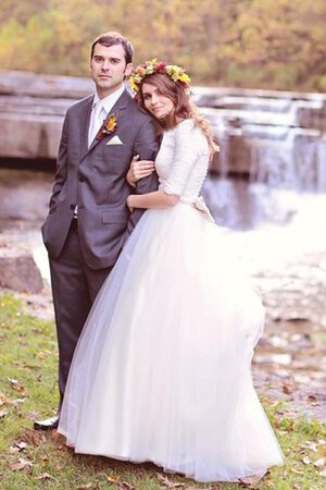 Abito da Sposa con Bottone A Terra Formale E Informale in Pizzo Cerniera in pizzo - Foto 6