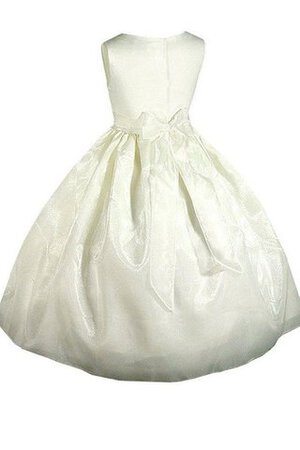 Robe de cortège enfant ruché arrivée au cheville col u profond avec fleurs textile taffetas - Photo 3