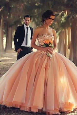 Abito da Ballo Naturale A Terra Senza Spalline con Perline Ball Gown - Foto 1