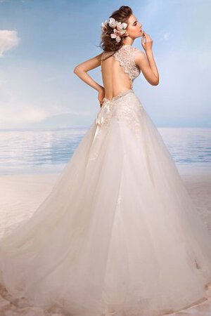 Abito da Sposa A-Line Naturale Cappellino in Tulle con Perline decorato - Foto 3